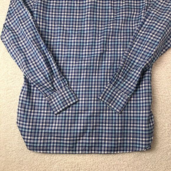 Ermenegildo Zegna Shirt Mens Medium Blue Plaid Check Long Sleeve‎ Button Up - Picture 8 of 13